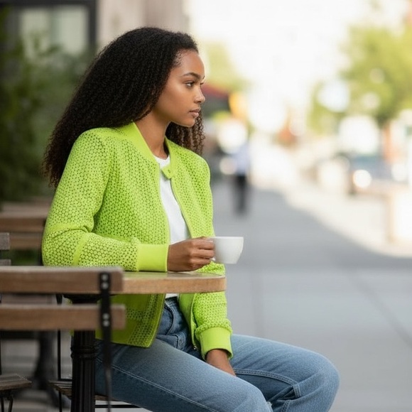 EUC Kenneth Cole NY Moto Neon Jacket - Picture 2 of 10